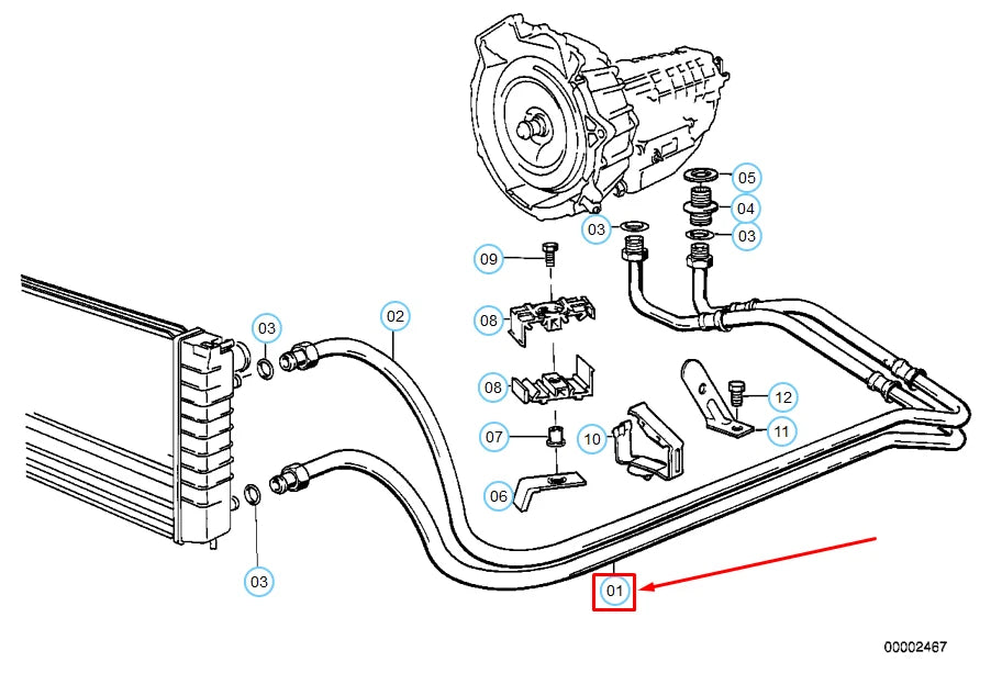NEW BMW 3 E30 TRANSMISSION OIL COOLER LINE INLET 1719195 17221719195 ORIGINAL
