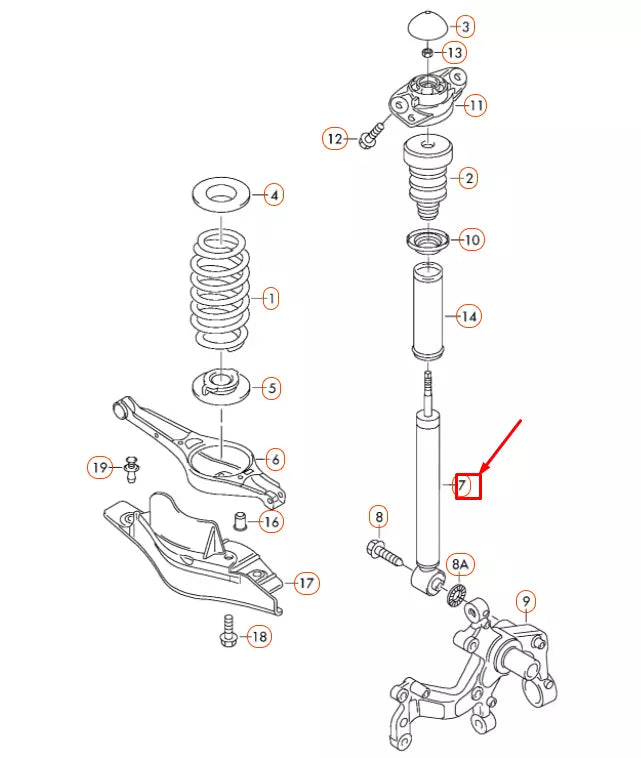 NEW AUDI TT 8J REAR GAS SHOCK ABSORBER 8J0513029F ORIGINAL