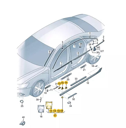 NEW AUDI A6 C7 SIDE SKIRT ATTACHMENT PARTS CLIPS SET 4G0898909