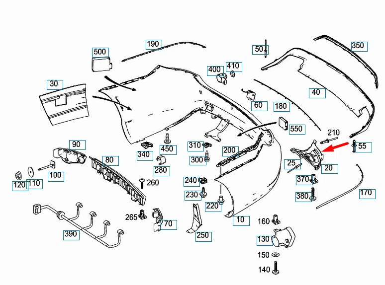 NEW MERCEDES-BENZ E-CLASS COUPE C207 REAR LEFT BUMPER BRACKET A2078851765