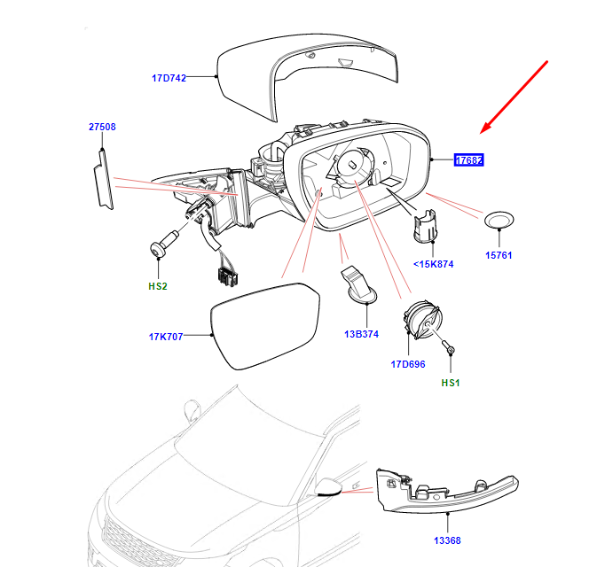 new land rover range rover velar l560 left side wing mirror lhd lr093166
