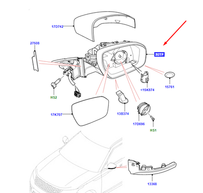 new land rover range rover velar l560 left side wing mirror lhd lr093166