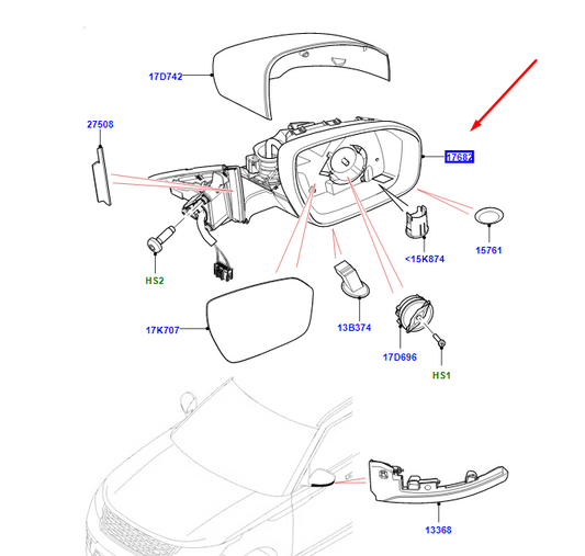 new land rover range rover velar l560 left side wing mirror lhd lr093166