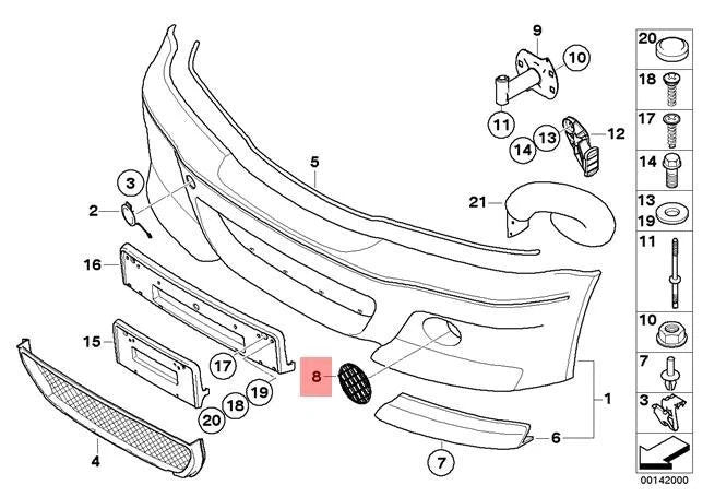 NEW BMW E46 COUPE FRONT BUMPER CSL AIR INLET GRILLE LEFT 7895883 51117895883
