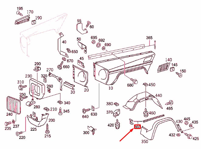 NEW MERCEDES-BENZ G W463 FRONT FENDER WIDENING SEAL A4638890898 ORIGINAL