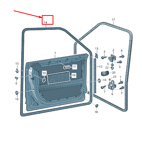 new vw touareg 7l front right door seal rubber 7l0837911e original