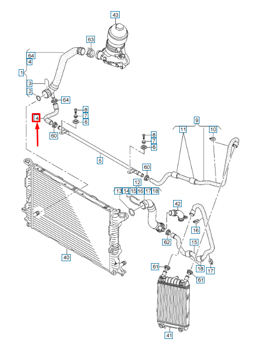 new audi q7 4m engine coolant hose 4m0121471am original