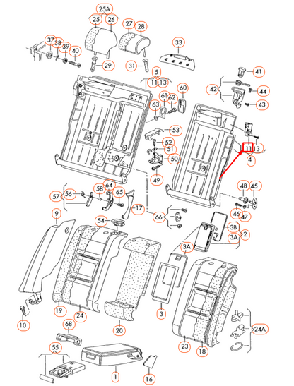 NEW AUDI A4 B7 REAR LEFT FOLDING SEAT LOCK 4B0885733C ORIGINAL