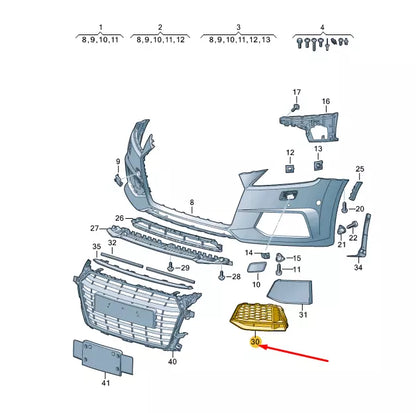 NEW AUDI TT FV 8S FRONT RIGHT AIR GUIDE GRILLE 8S0807682BT94 ORIGINAL