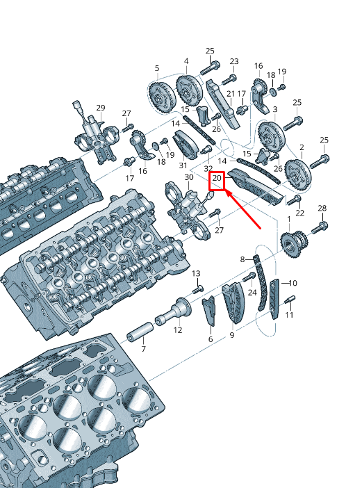 new audi a8 4h engine timing chain guide 07p109513a original