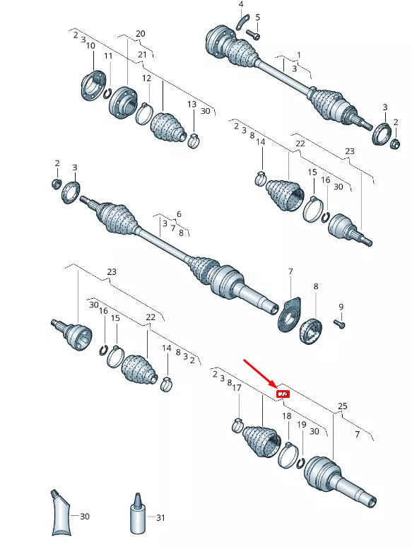 NEW VW TRANSPORTER T6 FRONT RIGHT INNER JOINT PROT. BOOT ASSY 7E0498202