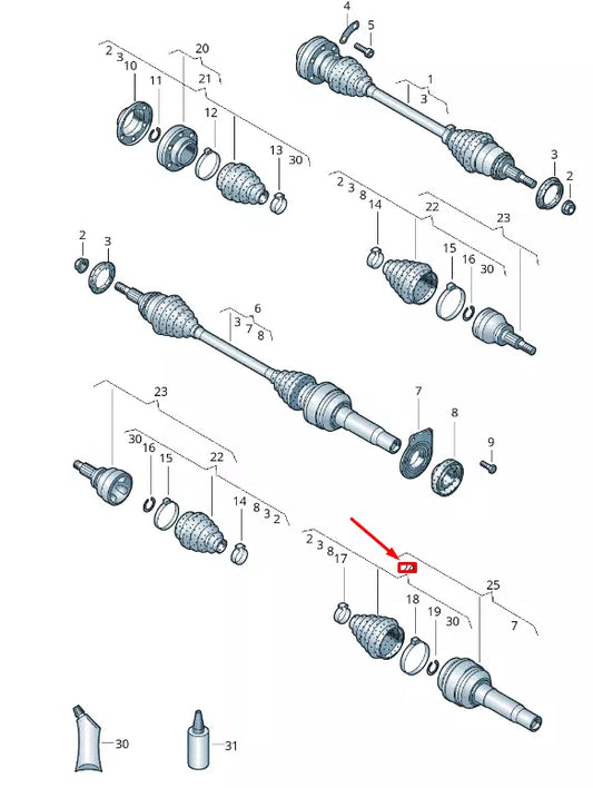 NEW VW TRANSPORTER T6 FRONT RIGHT INNER JOINT PROT. BOOT ASSY 7E0498202