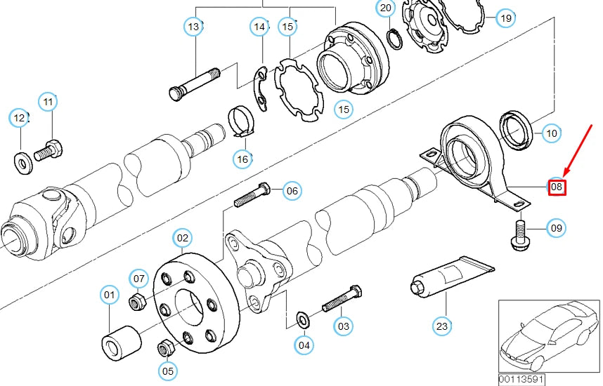 NEW BMW 7 E65 DRIVE SHAFT CENTRE MOUNT 26127513218 ORIGINAL
