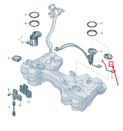 new volkswagen golf 5g mk7 left fuel tank pump flange 5q0919679 original
