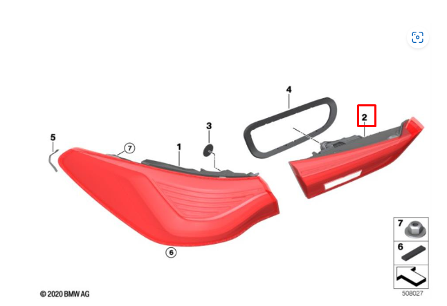 new bmw m4 coupe g22 g82 rear trunk left tailgate taillight 63217477609 original