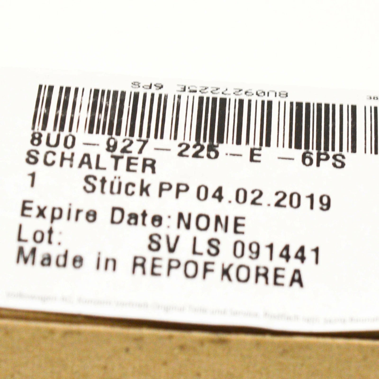 NEW AUDI Q3 8U ELECTROMECHANICAL PARKING BRAKE SWITCH 8U0927225E6PS