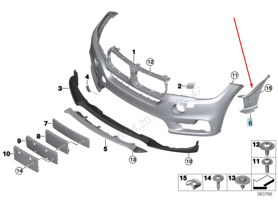 NEW BMW X5 F15 RIGHT AIR DUCT COVER TRIM 51117308038 7308038 2015 ORIGINAL