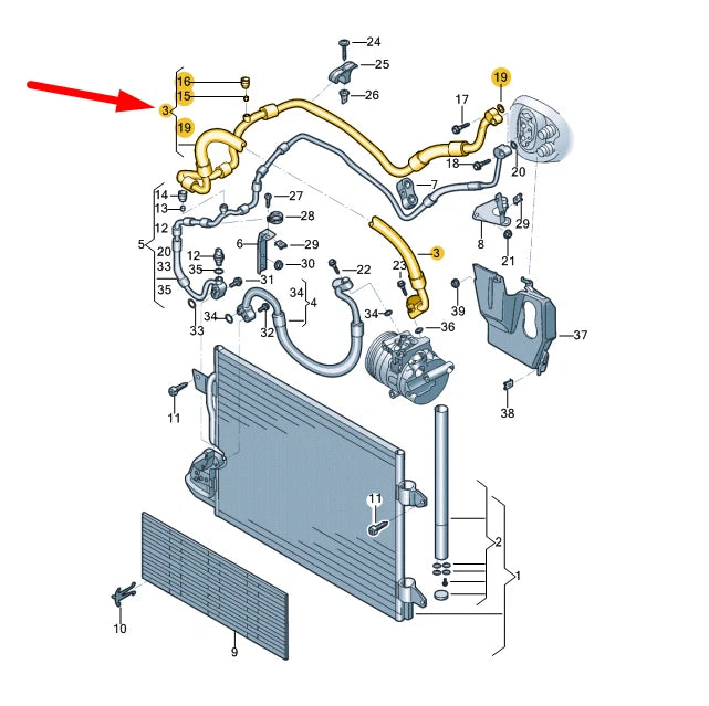NEW VOLKSWAGEN BEETLE A5 REFRIGERANT LINE 5C0816743H ORIGINAL