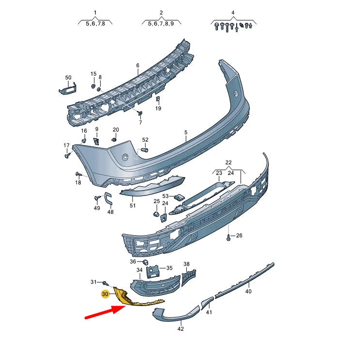 NEW AUDI Q5 FY SPORTBACK REAR RIGHT BUMPER COVER 80F807852GRU ORIGINAL