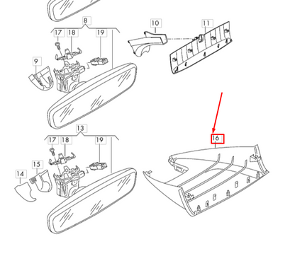 NEW VOLKSWAGEN PASSAT B8 INTERIOR MIRROR TRIM 3G0868437A82V ORIGINAL