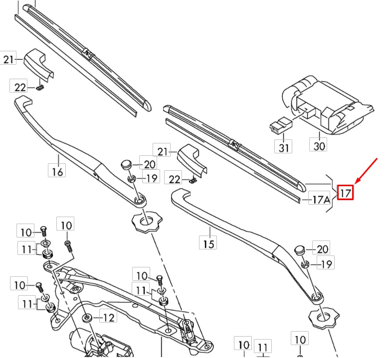NEW VOLKSWAGEN PHAETON GP1 FRONT WIPER BLADE SET LHD 3D1998002