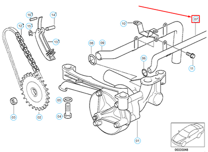 new bmw m3 coupe e36 lubrication system oil pump return pipe 11411404584