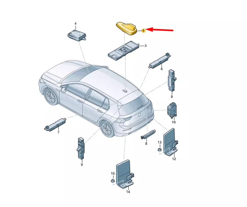 NEW VOLKSWAGEN GOLF MK8 ROOF COMBINATION AERIAL 5WA035507E041