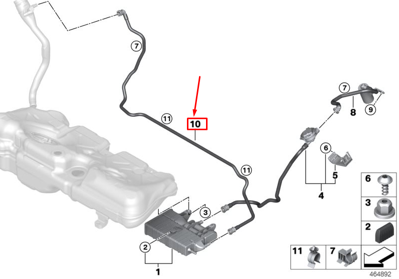 new mini cooper f56 fuel breather line 16117300652 7300652 original