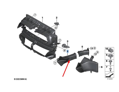NEW BMW M4 COUPE COMPETITION G82 FRONT LEFT BRAKE AIR DUCT 51748072097 ORIGINAL