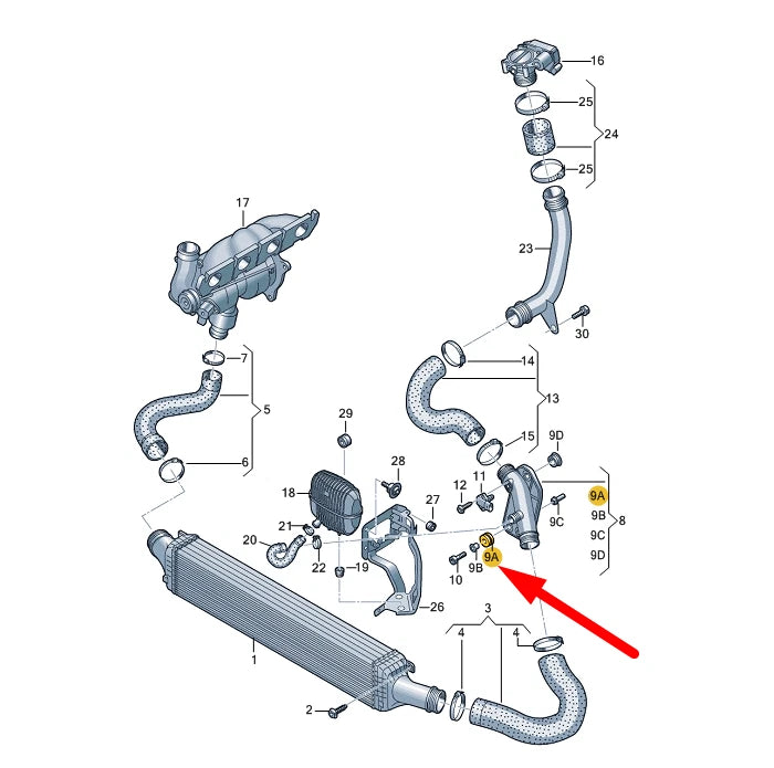 NEW AUDI A6 C7 CHARGE AIR COOLER MOUNT GROMMET 050129669C ORIGINAL