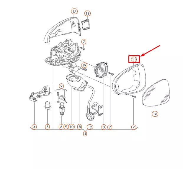 NEW VOLKSWAGEN TOUAREG 7P FRONT LEFT DOOR MIRROR TRIM RING 7P68576019B9