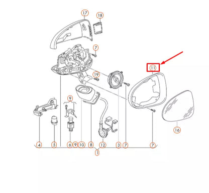 NEW VOLKSWAGEN TOUAREG 7P FRONT LEFT DOOR MIRROR TRIM RING 7P68576019B9