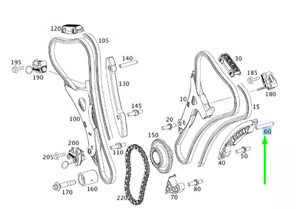 NEW MERCEDES-BENZ CLS C218 SLIDING RAIL TO CYLINDER HEAD PIN A1190521774