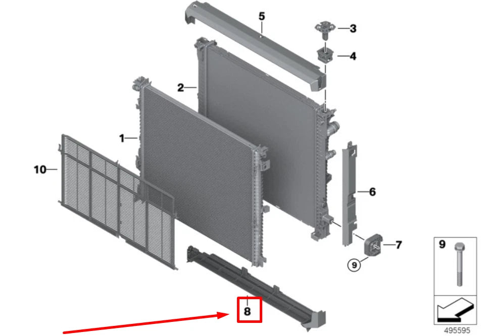 NEW BMW X4 F98 LOWER RADIATOR SUPPORT BAFFLE 17118689536 8689536 ORIGINAL