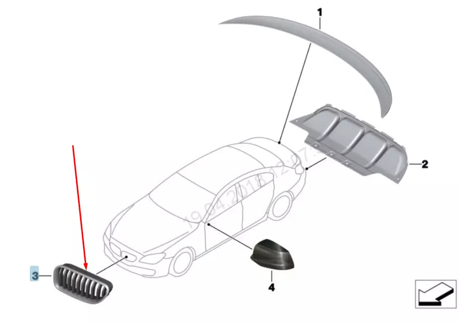 NEW BMW 6 F12 RADIATOR M PERFORMANCE LEFT GRILLE 51712287953 2287953 2016