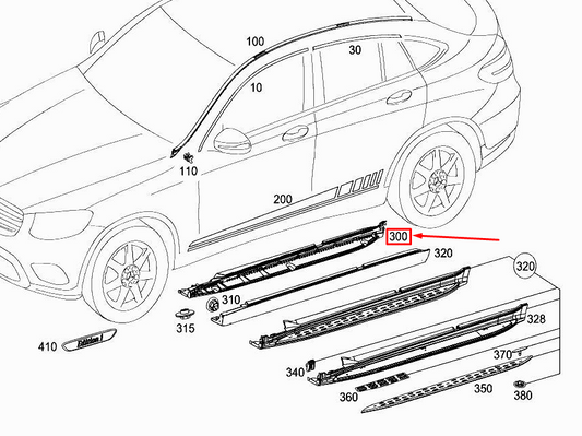 new mercedes-benz glc x253 left exterior sill trim bracket a2536980127 original