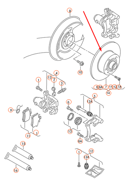 new audi a4 b7 rear brake disc 8e0615601m original