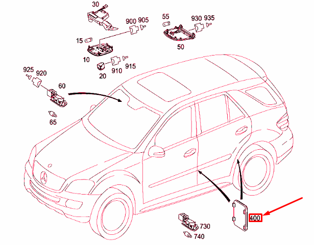 new mercedes-benz ml w164 rear door reflector a1648201474 original