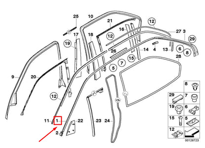 NEW BMW 7 E38 RIGHT ROOF STRIP TRIM 8208404 51138208404 ORIGINAL