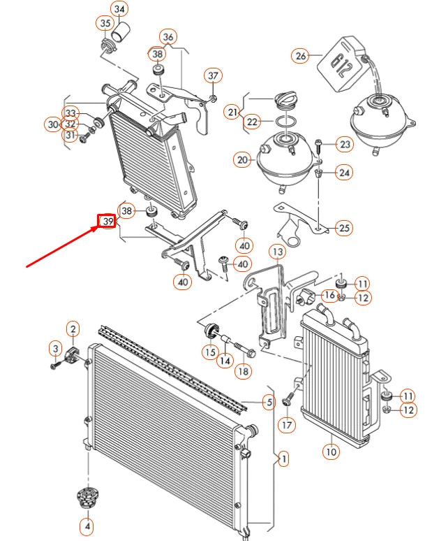 NEW AUDI TTRS 8J ADDITIONAL COOLANT RADIATOR LOWER BRACKET 8J0121264E ORIGINAL
