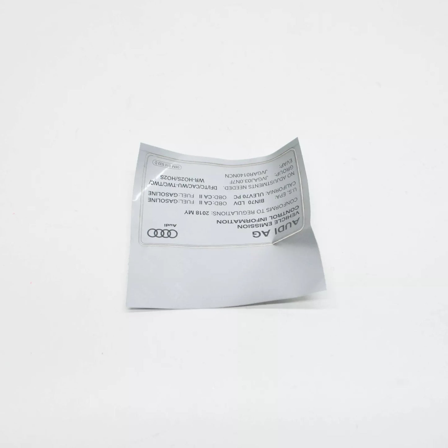 NEW AUDI Q5 FY EMISSION LABEL DATA PLATE 06M010533D ORIGINAL
