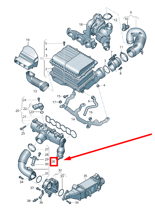 new audi a1 mk1 intercooler hose 04b145762b original