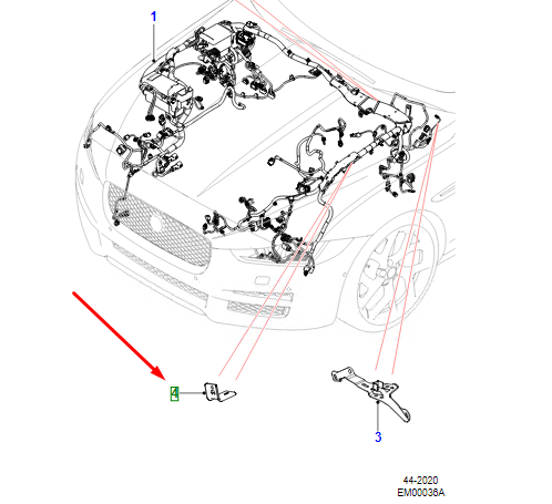 new jaguar xe x760 front harness left bracket lhd t2h46693 original
