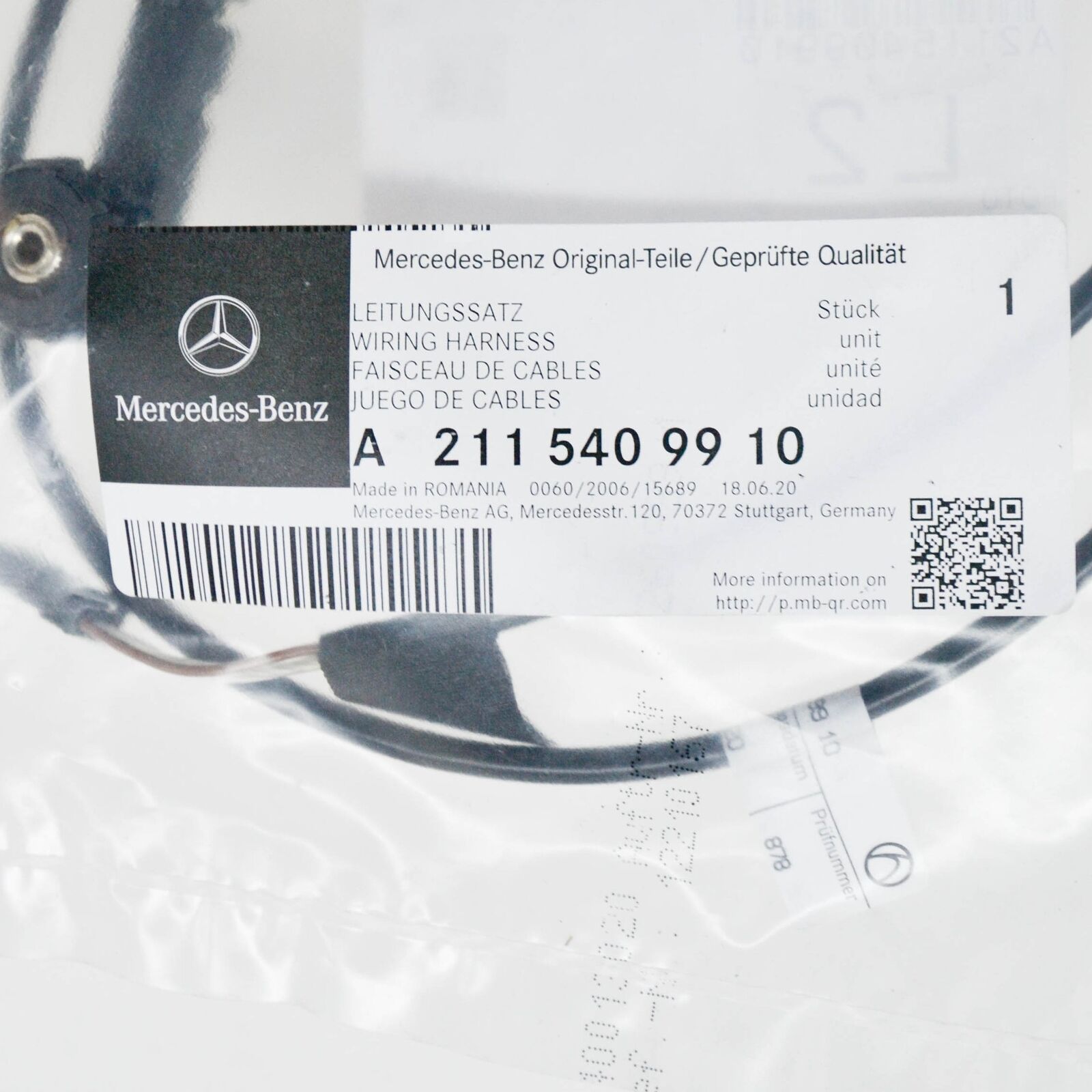 NEW MERCEDES-BENZ E W211 WALKMAN WIRING HARNESS A2115409910 ORIGINAL