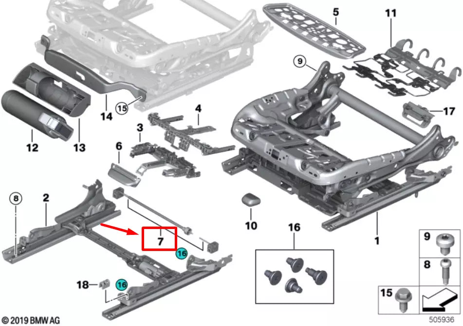 NEW BMW 5 G30 FRONT POWER SEAT MOTOR DRIVE SHAFT 7314203 52107314203 ORIGINAL