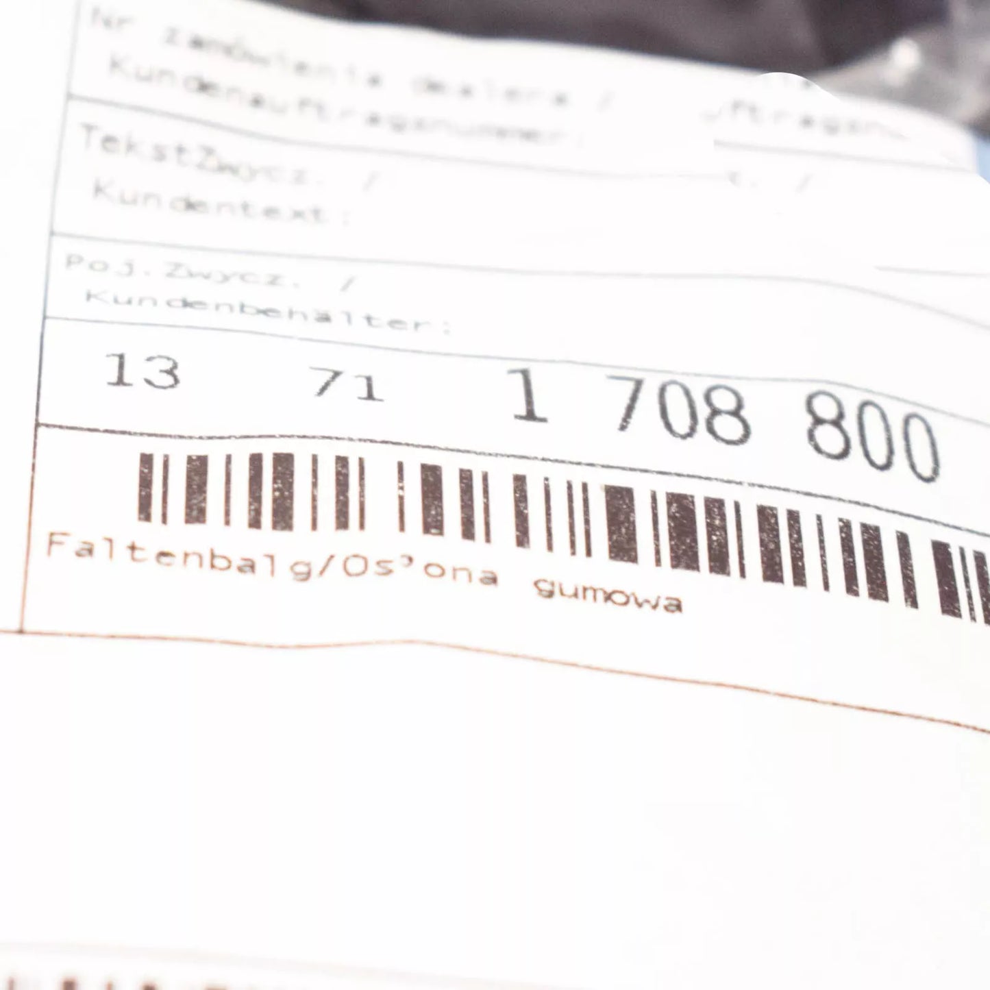 NEW BMW 3 E30 AIR FILTER INTAKE PIPE 13711708800 1708800 ORIGINAL