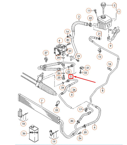 NEW AUDI Q7 4L VANE PUMP TO STEERING GEAR EXPANSION HOSE RHD 7L8422893Q ORIGINAL