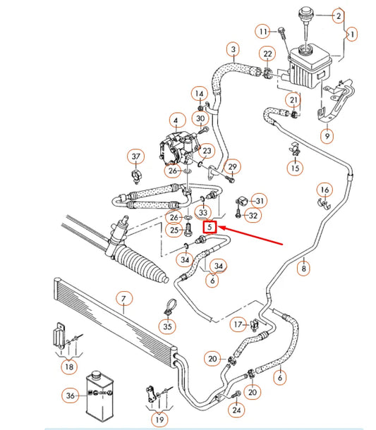 NEW AUDI Q7 4L VANE PUMP TO STEERING GEAR EXPANSION HOSE RHD 7L8422893Q ORIGINAL