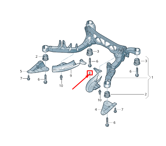 new audi a5 sportback 8t rear support frame stone chip guard 8k0505413c original