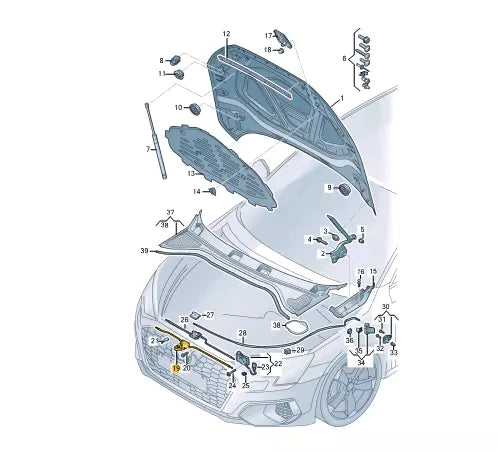 NEW AUDI A3 LIMOUSINE 8Y FRONT BONNET LOCK RELEASE CABLE 8Y0823529 ORIGINAL